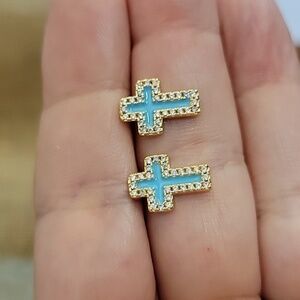 Shimmer Cross Stud Earrings, S925